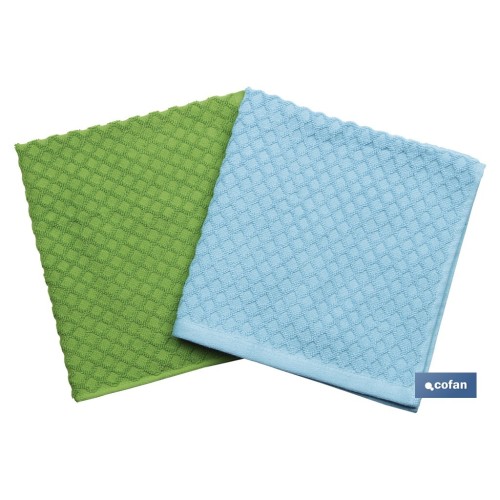 PACK 2 PAÑOS COCINA 50x50 VERDE/AZUL