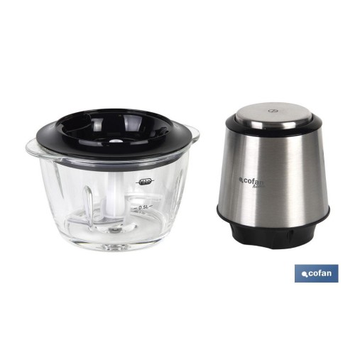 PICADORA ELECTRICA ACERO INOX VASO DE  VIDRIO 1,2 L 400W