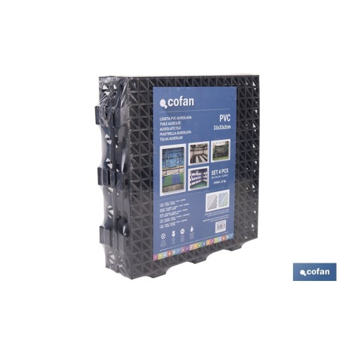 SET DE 4 UDS. LOSETA ALVEOLADA GRIS OSCURO DE PVC 33 X 33 X 2 CM