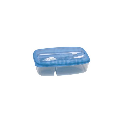 FIAMBRERA AZUL RECTANGULAR CON CUBIERTOS 1,5 L