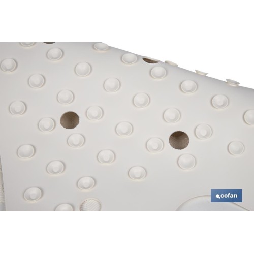 ALFOMBRA ANTIDESLIZANTE CON VENTOSAS BAÑERA/DUCHA BLANCO 36 X 72 cm