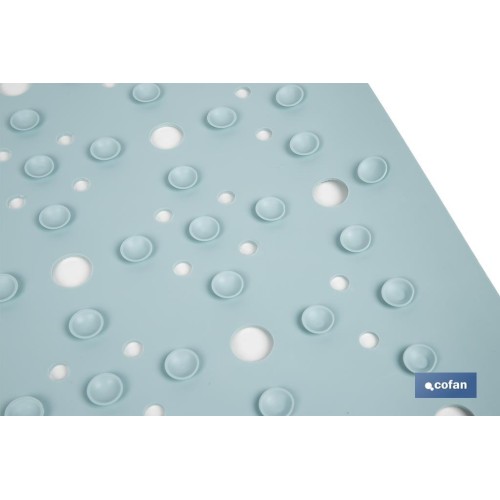ALFOMBRA ANTIDESLIZANTE CON VENTOSAS BAÑERA/ DUCHA AZUL CLARO 53 X 53 cm