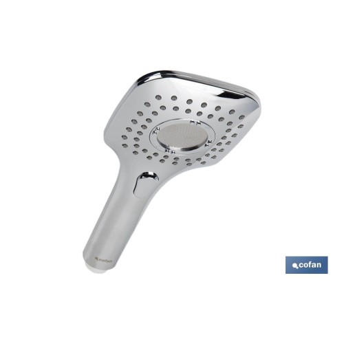 MANGO DUCHA CROMADO CON 3 FUNCIONES CON PULSADOR