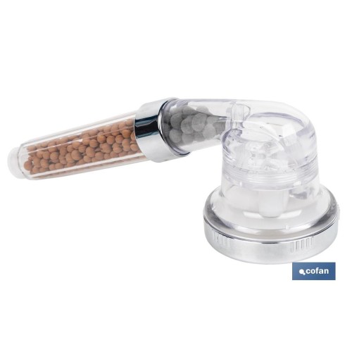 MANGO DE DUCHA IÓNICA CON ESFERAS MINERALES TRES FUNCIONES MODELO RELAX