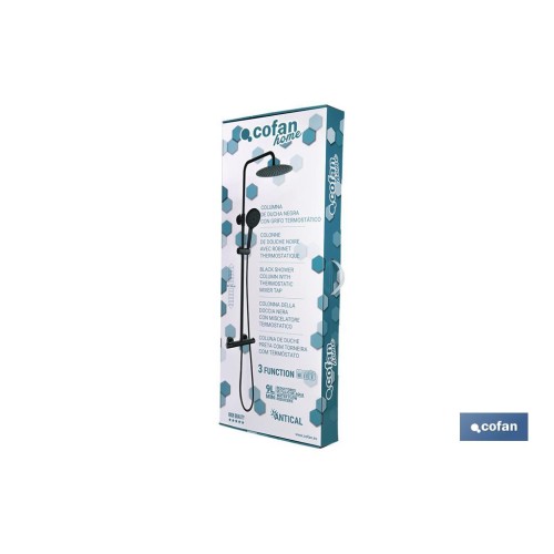 COLUMNA DE DUCHA NEGRA CON GRIFO TERMOSTATICO 90-1,40 CM
