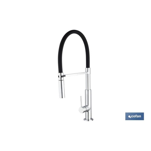 GRIFO COCINA MONOMANDO TUBO FLEXIBLE NEGRO 25 mm