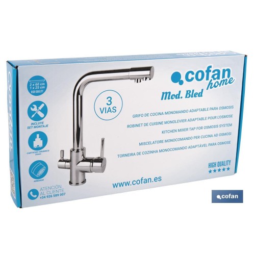 GRIFO DE COCINA MONOMANDO 3 VÍAS ADAPTABLE PARA OSMOSIS