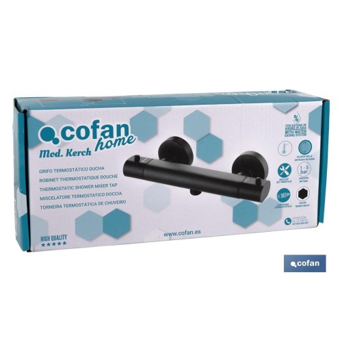 GRIFO TERMOSTATICO DUCHA NEGRO MATE MODELO KERCH