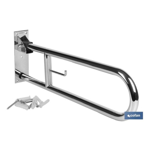 BARRA ABATIBLE PARA APOYO CON ACCESORIO DE PAPEL HIGIENICO 74 CM