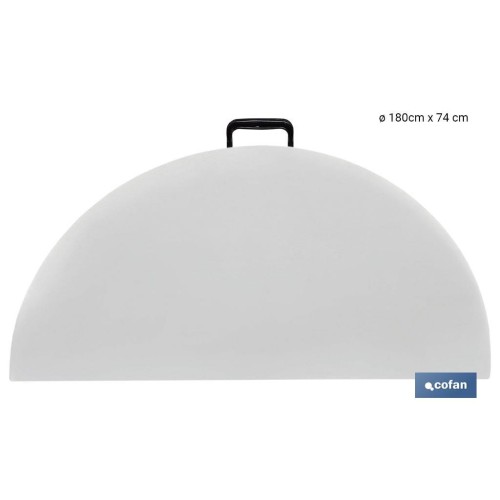 MESA REDONDA PLEGABLE BLANCA 180X74CM