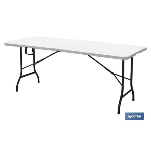 MESA PLEGABLE RECTANGULAR BLANCA CON BLOQUEO DE SEGURIDAD 180X75X72 CM