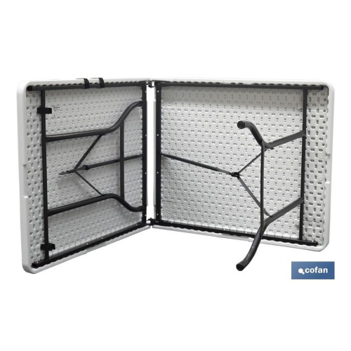 MESA PLEGABLE RECTANGULAR BLANCA CON BLOQUEO DE SEGURIDAD 180X75X72 CM