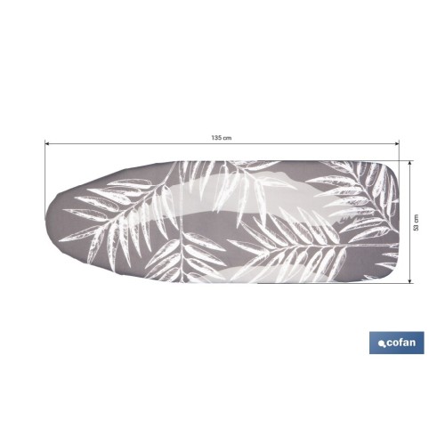 FUNDA ACOLCHADA PARA TABLA DE PLANCHAR 135 X 53 CM  RAMAS BEIGE BITONO