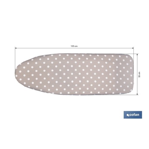FUNDA ACOLCHADA PARA TABLA DE PLANCHAR 135 X 53 CM  LUNARES