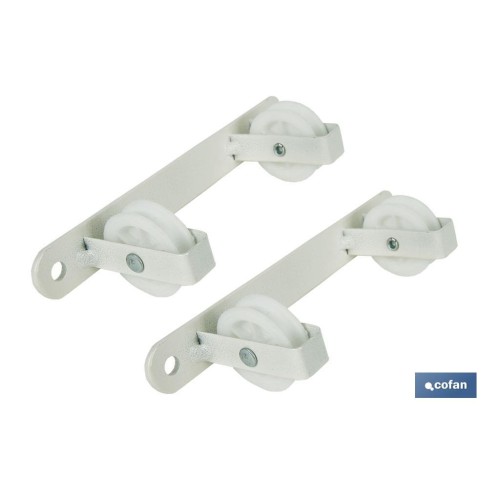 TENDEDERO FIJO DE PARED BLANCO DE DOS PIEZAS CON 2 POLEAS 20 X 6.5 X 2.5 CM