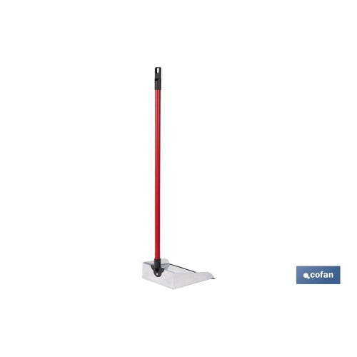 RECOGEDOR METALICO GALVANIZADO CON GOMA Y MANGO 83 X 24 CM