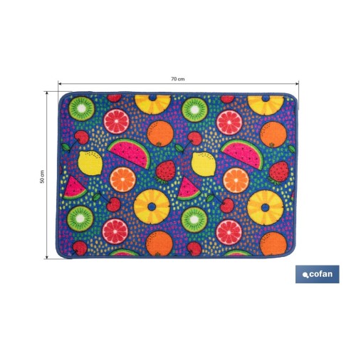 FELPUDO CON ESTAMPADO DIGITAL FRUTAS 50 x 70 CM