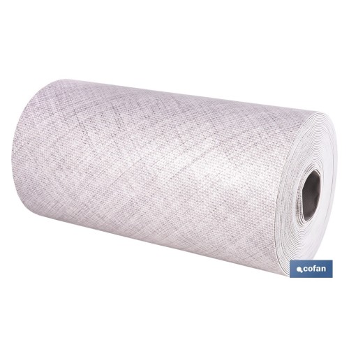 ROLLO DE ALFOMBRA VINÍLICA CON EFECTO JASPEADO GRIS CLARO 84% VINILO 16% POLIÉSTER 52 CM X 20 M