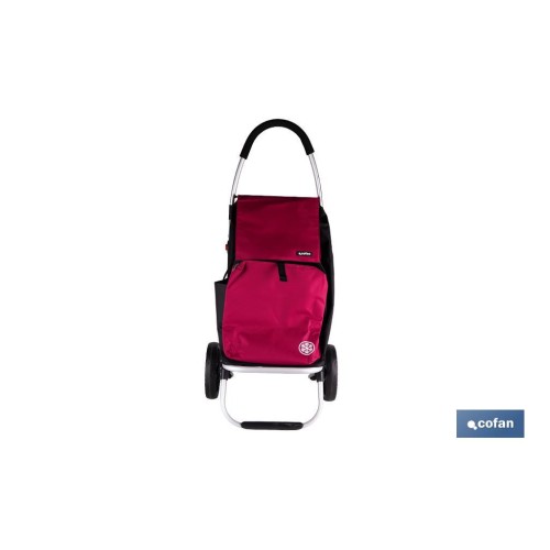 CARRO DE LA COMPRA NEGRO Y GRANATE PLEGABLE DE ALUMINIO CON 2 RUEDAS GRANDES 43 L