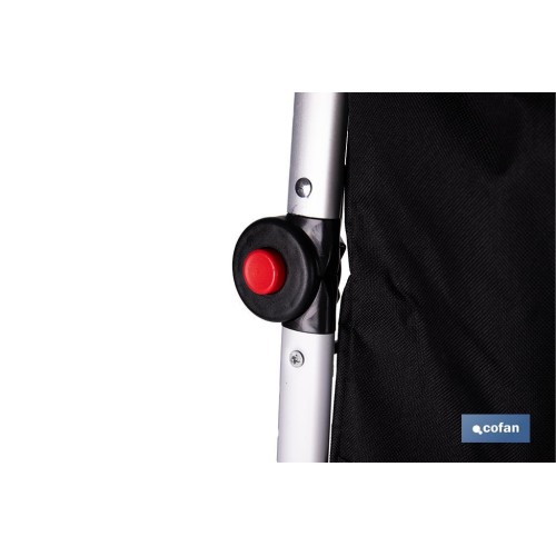 CARRO DE LA COMPRA NEGRO Y GRANATE PLEGABLE DE ALUMINIO CON 2 RUEDAS GRANDES 43 L