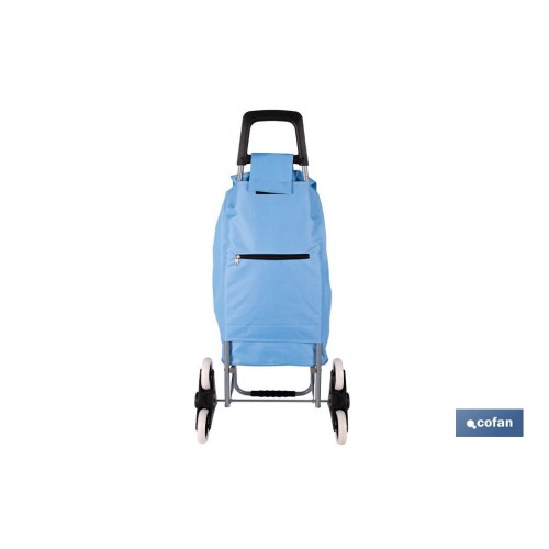 CARRO DE LA COMPRA AZUL PLEGABLE DE HIERRO CON 6 RUEDAS SUBE ESCALERAS 42 L