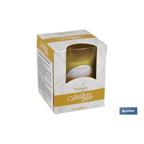 VELA AROMÁTICA DE CITRONELA EN VASO TRANSPARENTE 120 G