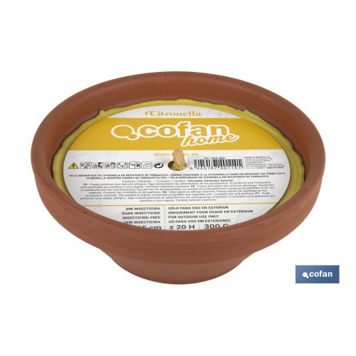 VELA AROMÁTICA DE CITRONELA RECIPIENTE TERRACOTA 300 G