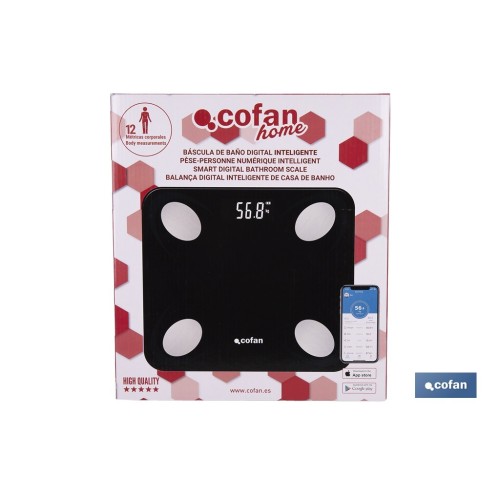 BÁSCULA DE BAÑO DIGITAL NEGRA CON PANTALLA LCD USB MEDICIÓN IMC DE GRASA VISCERAL 30 X 26.5 X 2,2 CM