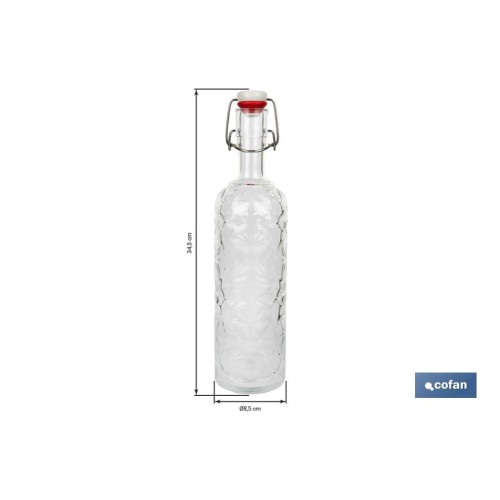 BOTELLA DE VIDRIO TRANSPARENTE CON CIERRE DE ESTRIBO 1 L