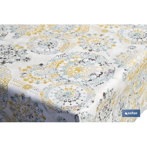ROLLO DE MANTEL ANTIMANCHAS MOSAICO CALIDO 1,40 X 20 M