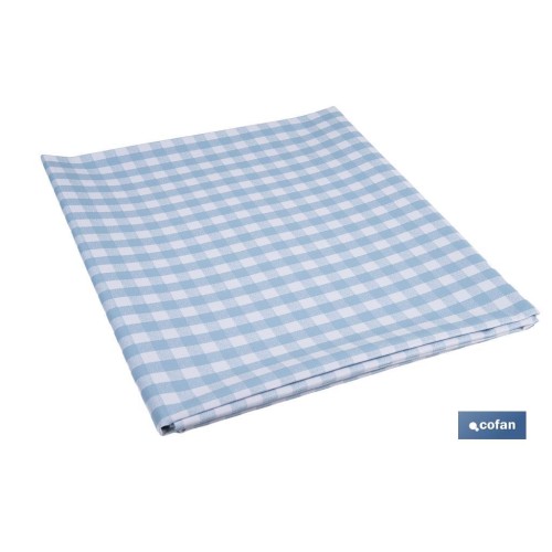 MANTEL ANTIMANCHAS CUADROS AZULES  1,40 X 1,40