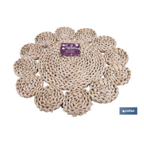 BAJOPLATO FORMA CIRCULOS  FIBRA NATURAL MEDIDA 35 CM