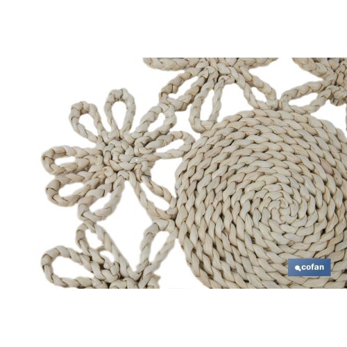 BAJOPLATO FORMA FLOR  FIBRA NATURAL MEDIDA 35 CM