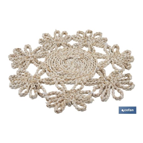 BAJOPLATO FORMA FLOR  FIBRA NATURAL MEDIDA 35 CM