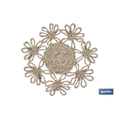 BAJOPLATO FORMA FLOR  FIBRA NATURAL MEDIDA 35 CM