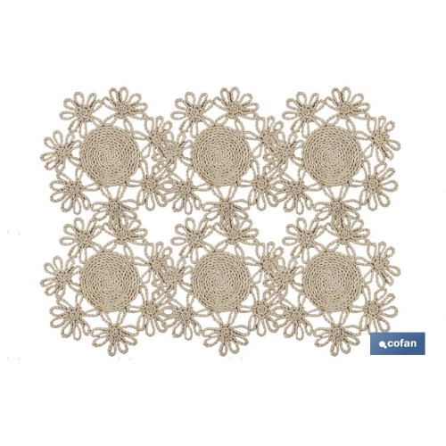 BAJOPLATO FORMA FLOR  FIBRA NATURAL MEDIDA 35 CM