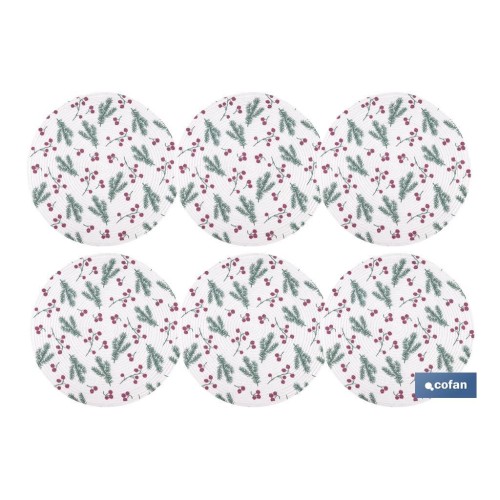 BAJOPLATO REDONDO ESTAMPADO HOJAS  MEDIDA 38 CM