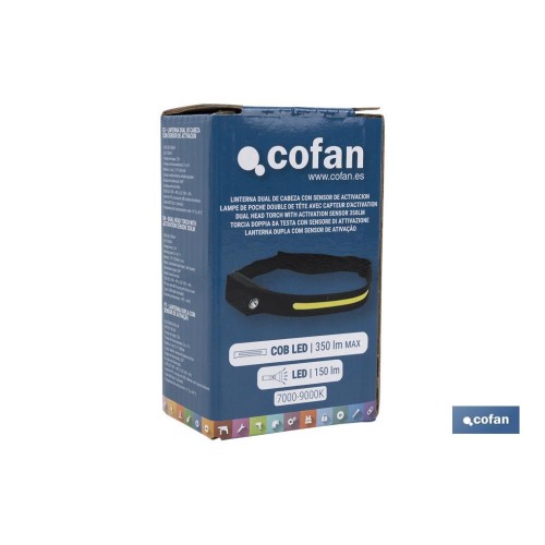 LINTERNA DUAL DE CABEZA CON SENSOR DE ACTIVACION 350 LM