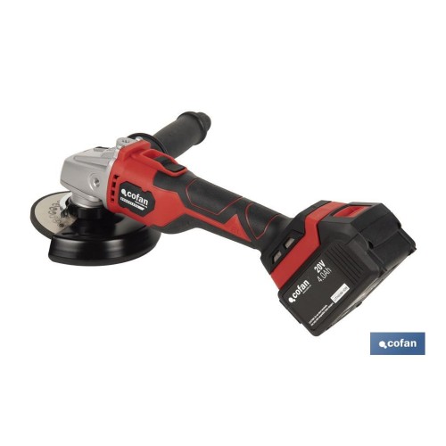 AMOLADORA A BATERÍA Li-ion 20 V 10.000 RPM - 115/125 MM