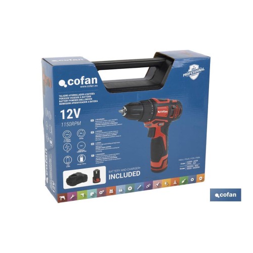 TALADRO ATORNILLADOR A BATERÍA 12 V 1150 RPM