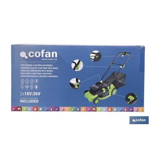 CORTACESPED ELÉCTRICO CON RUEDAS 36V 3200 RPM 5 POSICIONES DE CORTE