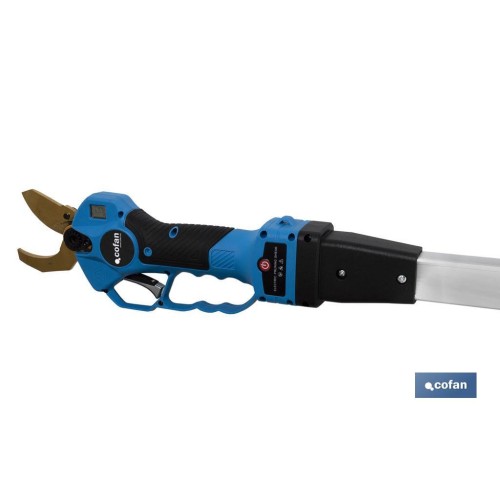 CONJUNTO TIJERAS DE PODAR A BATERÍA + PÉRTIGA EXTENSIBLE 190 CM
