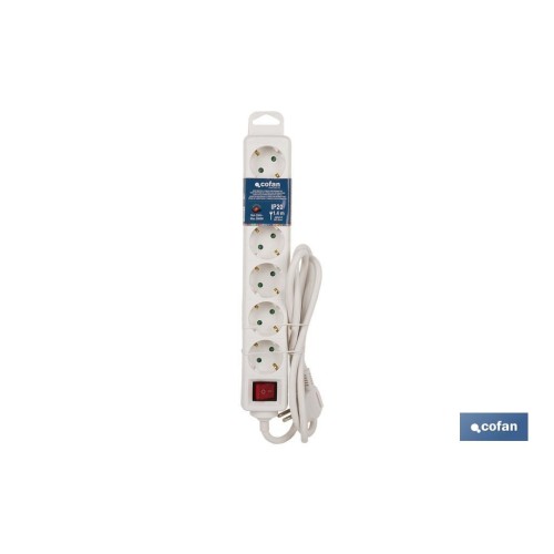 BASE MÚLTIPLE 6T. 1,4M CABLE C/INT. (16A-250V)