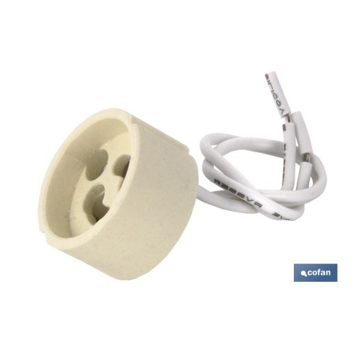 PORTALÁMPARAS CERÁMICA 2A250V CON CASQUILLO GZ10 Y 150MM CABLE