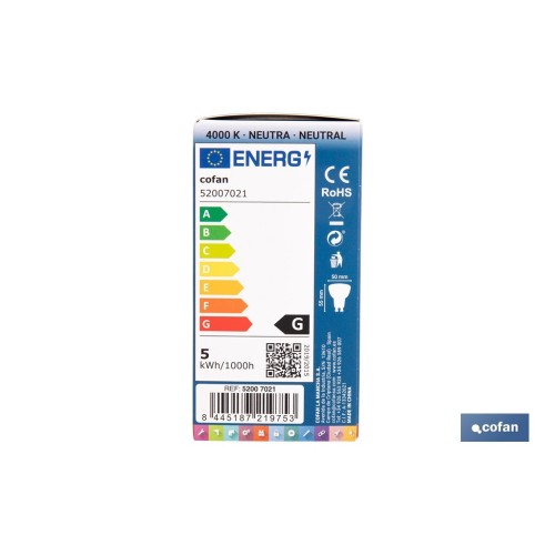 LÁMPARA LED COB 5 W GU-5.3 400 LM 4000 K