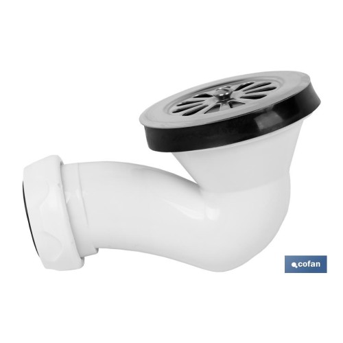VÁLVULA SIFÓNICA PLATO DE DUCHA Ø60 CON SALIDA Ø32-40 Y REJILLA INOX.
