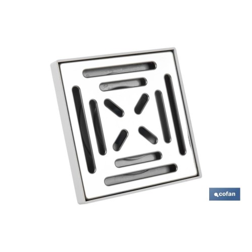 VÁLVULA SIFÓNICA SUMIDERO 146x146 MM CON SALIDA Ø32-40 Y TAPA ACERO INOX.