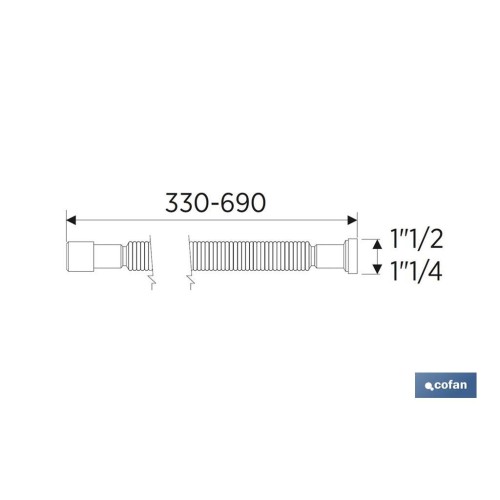 TUBO FLEXIBLE BLANCO 1 1/2 CON REDUCTOR 1 1/4 Ø32-40 330-690 MM