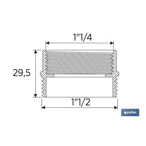 ADAPTADOR CONVERTIDOR 1 1/2 MACHO - 1 1/4 HEMBRA PARA TUBO FLEXIBLE
