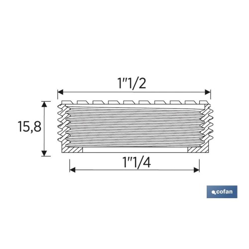 REDUCTOR 1 1/2 MACHO - 1 1/4 HEMBRA PARA TUBO FLEXIBLE